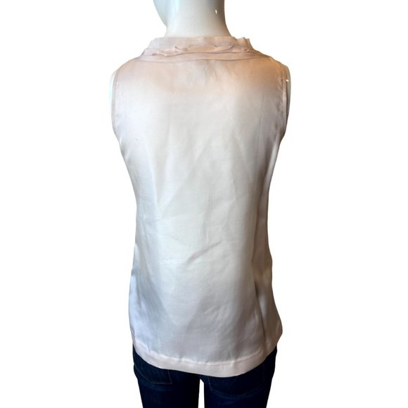 J. Crew Womens 100% Silk Ruffle Collar Blouse Top Sleeveless Pale Pink Size 0 - Picture 2 of 5